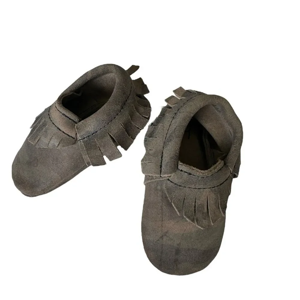 Hip Harp Leather Baby Moccasin Trainer Shoe Fringe Size 3/4